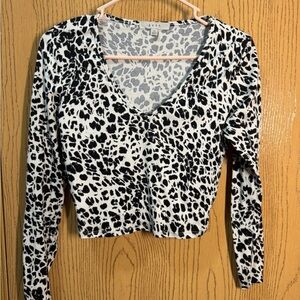 Gaze Black and White Animal Print Crop Top